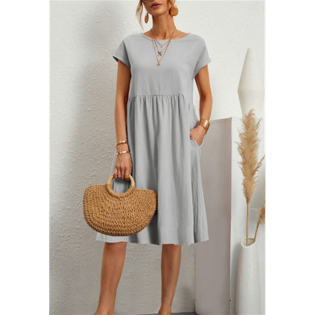 A-Line Jersey Midi Dress - Elise-Gray-S-Nora Luxe