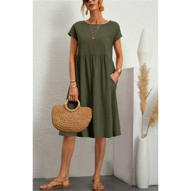 A-Line Jersey Midi Dress - Elise-Green-S-Nora Luxe