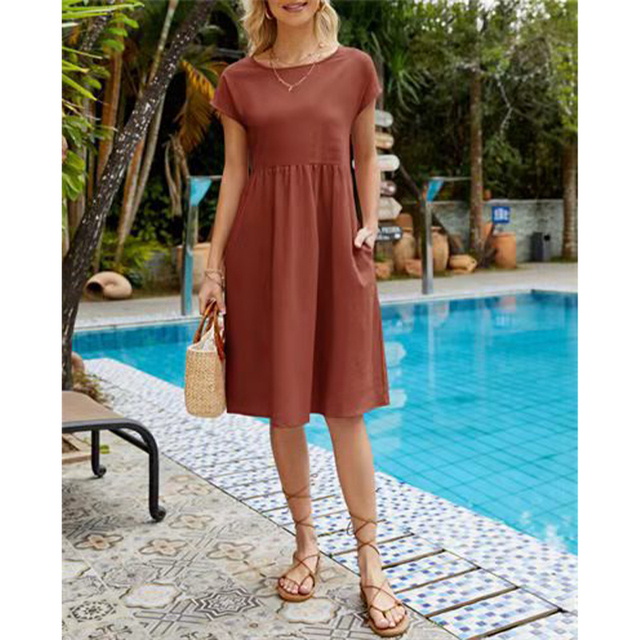 A-Line Jersey Midi Dress - Elise-Orange-S-Nora Luxe