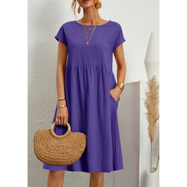 A-Line Jersey Midi Dress - Elise-Purple-S-Nora Luxe