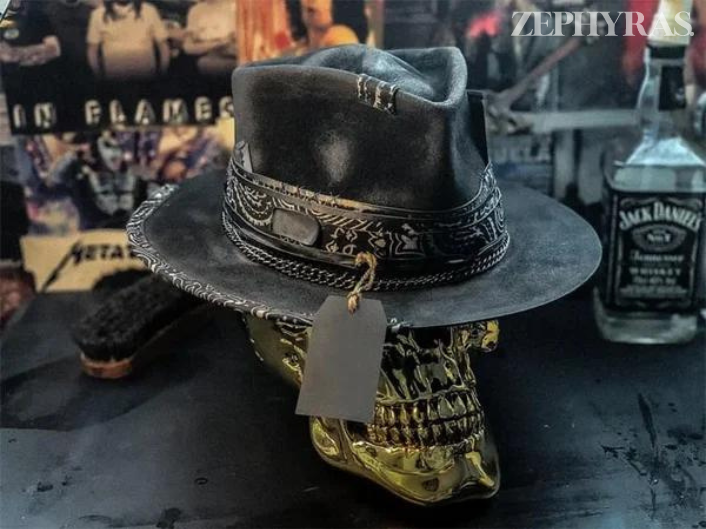 AA OUT OF STOCK Handmade Skull Hat - Raven-Nora Luxe