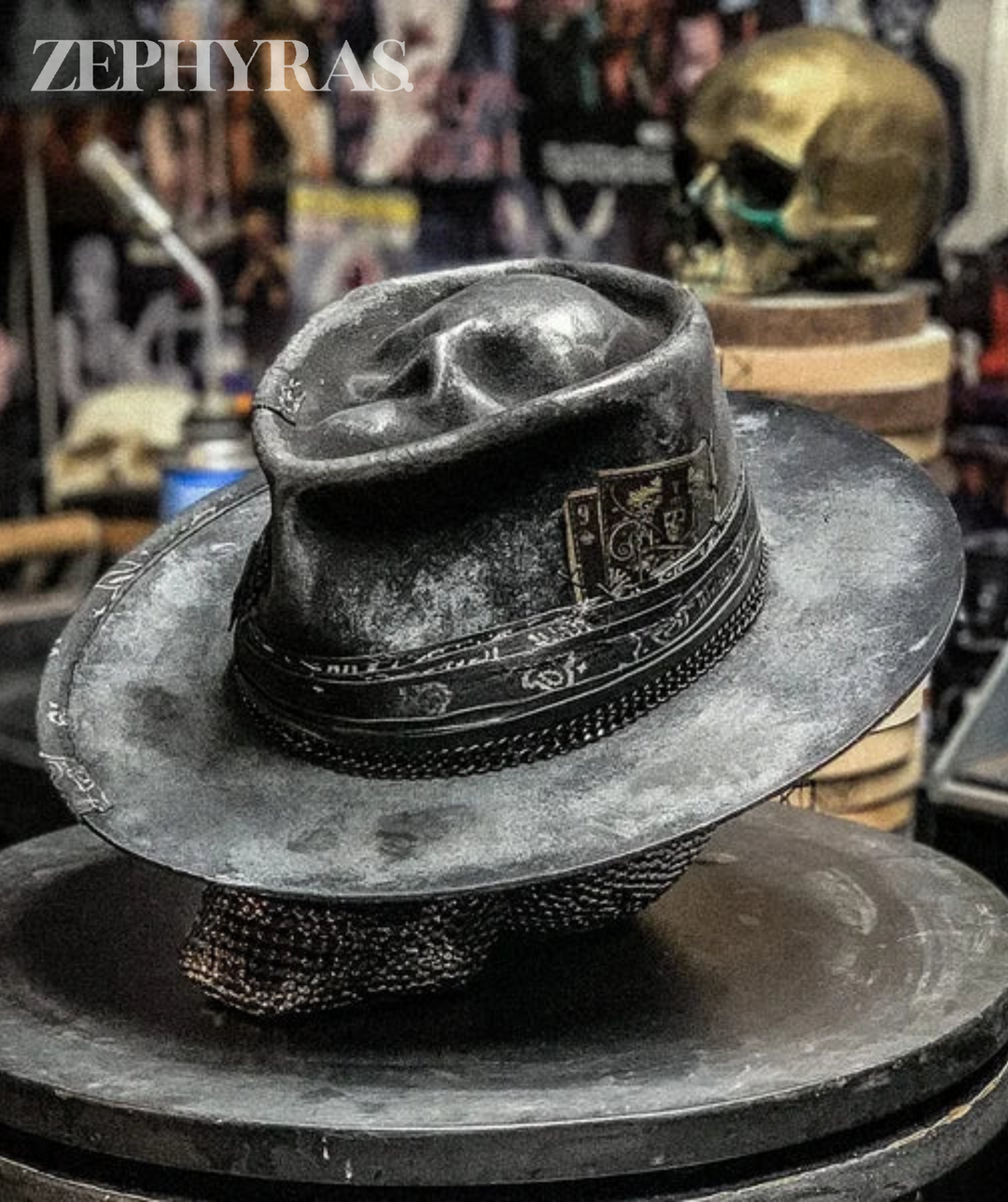 AA OUT OF STOCK Handmade Skull Hat - Raven-Nora Luxe