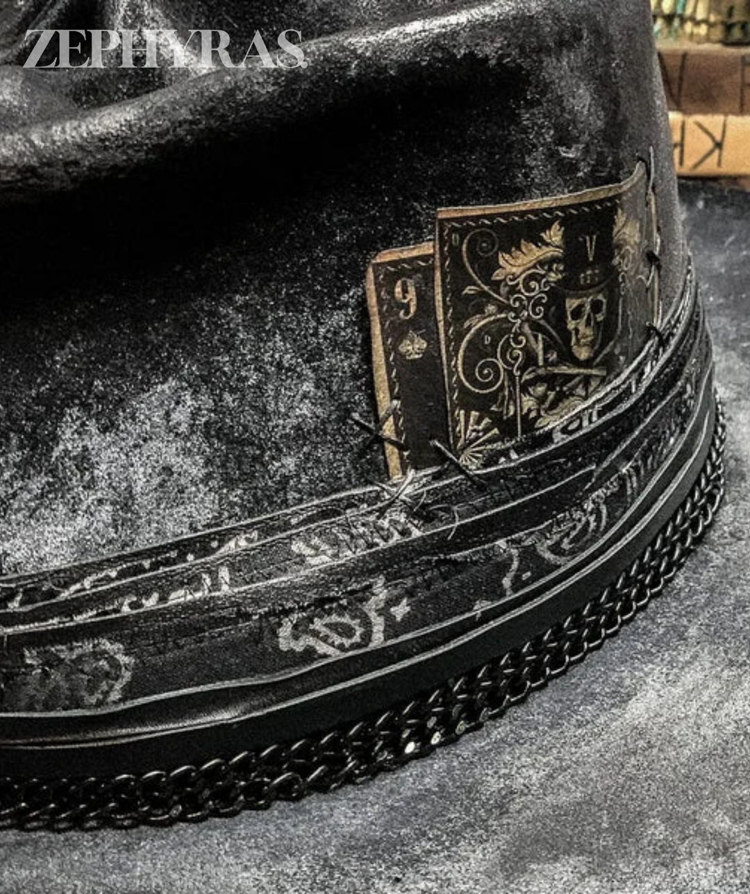 AA OUT OF STOCK Handmade Skull Hat - Raven-Nora Luxe