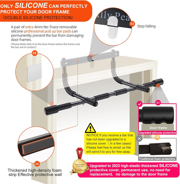 AA OUT OF STOCK Heavy Duty Pull-up Bar for Door Frame – Maximum 200 Kg Capacity-Black-Nora Luxe