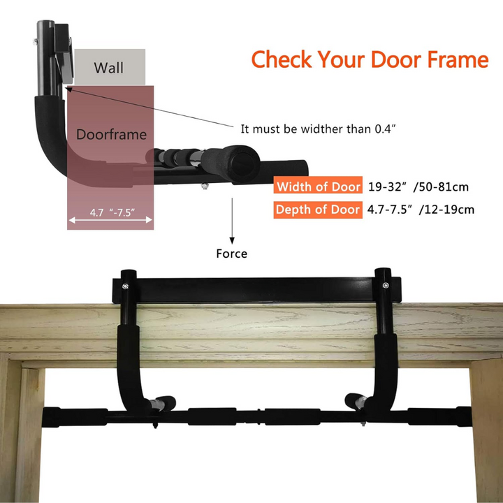 AA OUT OF STOCK Heavy Duty Pull-up Bar for Door Frame – Maximum 200 Kg Capacity-Black-Nora Luxe
