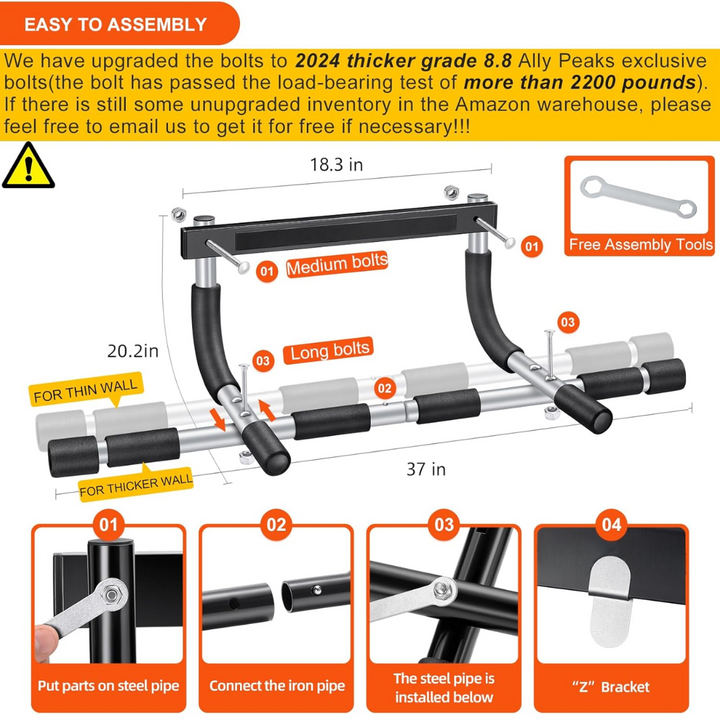 AA OUT OF STOCK Heavy Duty Pull-up Bar for Door Frame – Maximum 200 Kg Capacity-Black-Nora Luxe