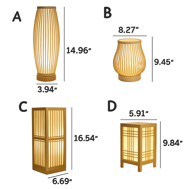 AA OUT OF STOCK Japanese Style Table Lamp - KiraLamp-A 5.12 inches x 14.17 inches-Nora Luxe