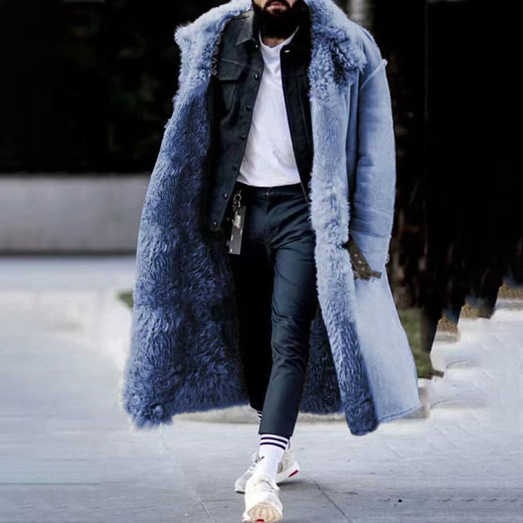AA OUT OF STOCK Long Luxury Winter Coat for Men - Arden-Blue-M-Nora Luxe