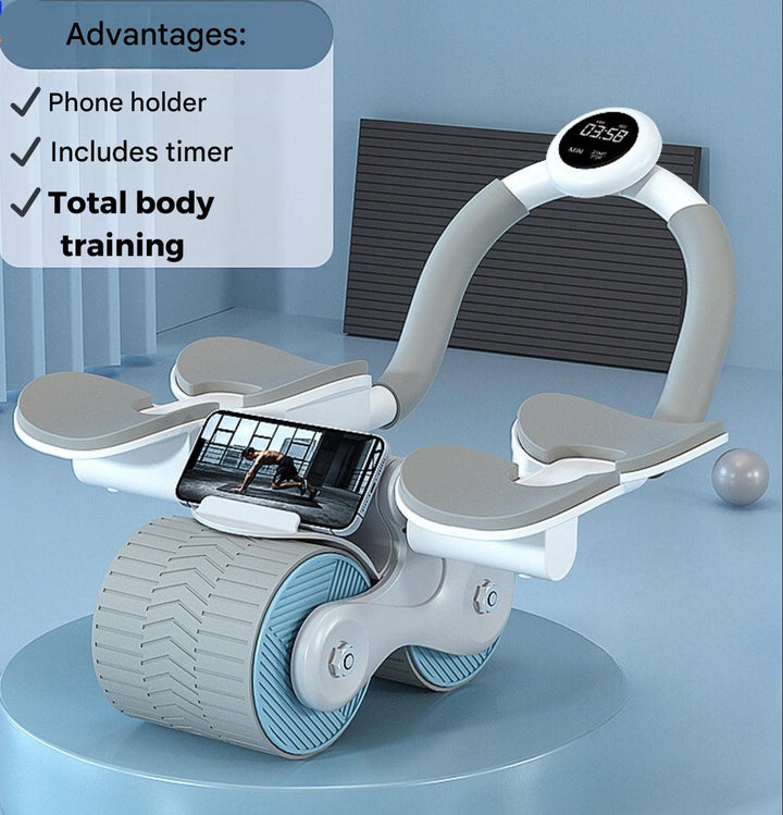 Abdominal trainer - CoreRoller Max-Gray Blue with Timer-Nora Luxe