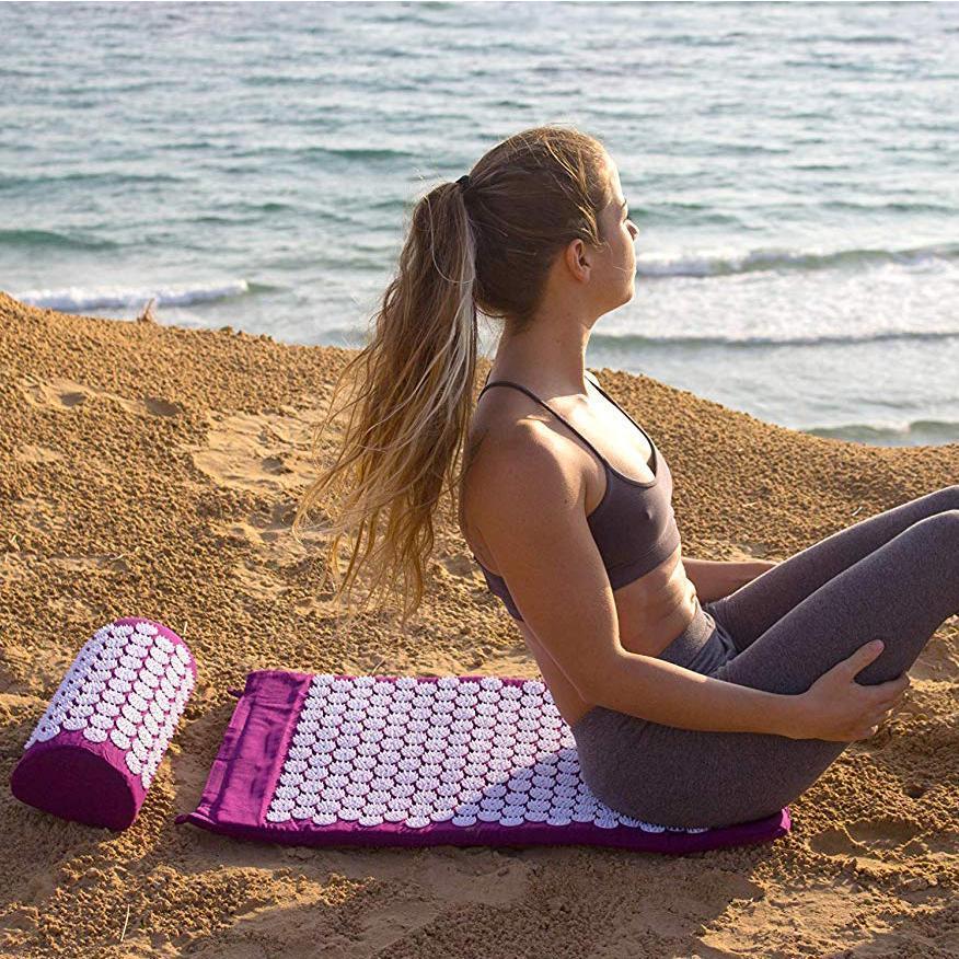 Acupressure Yoga Mat & Cushion Set - RelaxMat-Purple-Nora Luxe