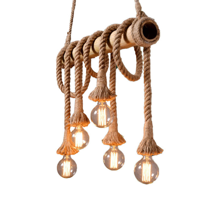Adjustable Bamboo Pendant Lamp with Industrial Rope Design - EcoChic-3-B-Nora Luxe