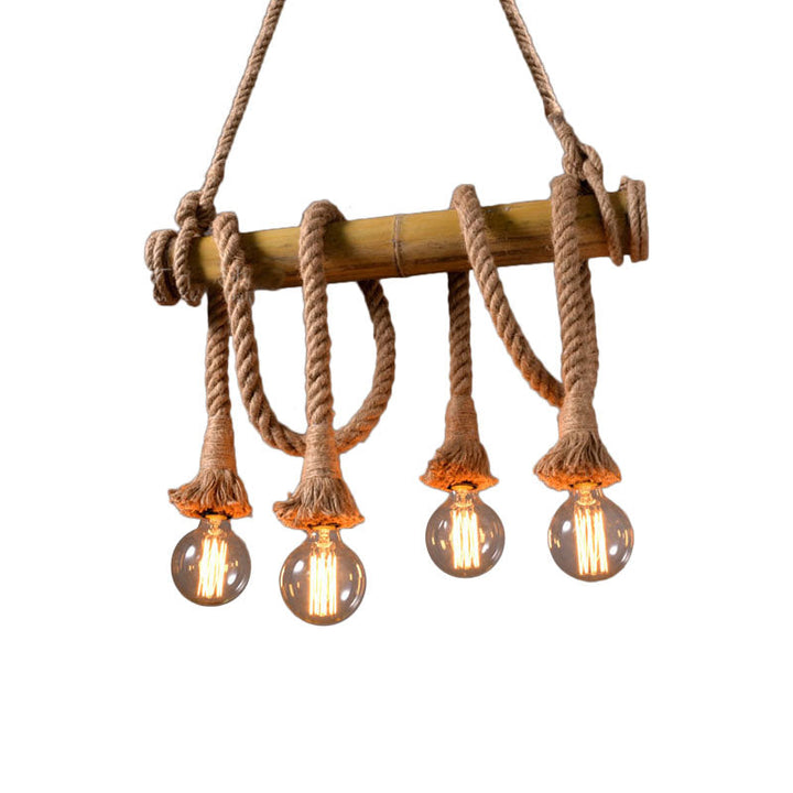 Adjustable Bamboo Pendant Lamp with Industrial Rope Design - EcoChic-3-B-Nora Luxe
