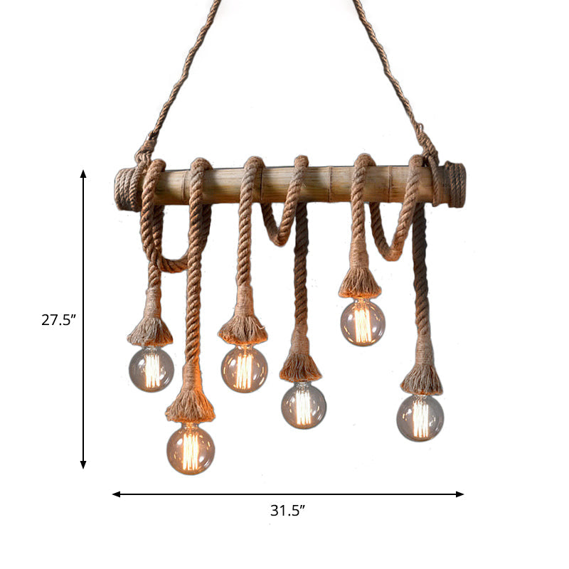 Adjustable Bamboo Pendant Lamp with Industrial Rope Design - EcoChic-3-B-Nora Luxe