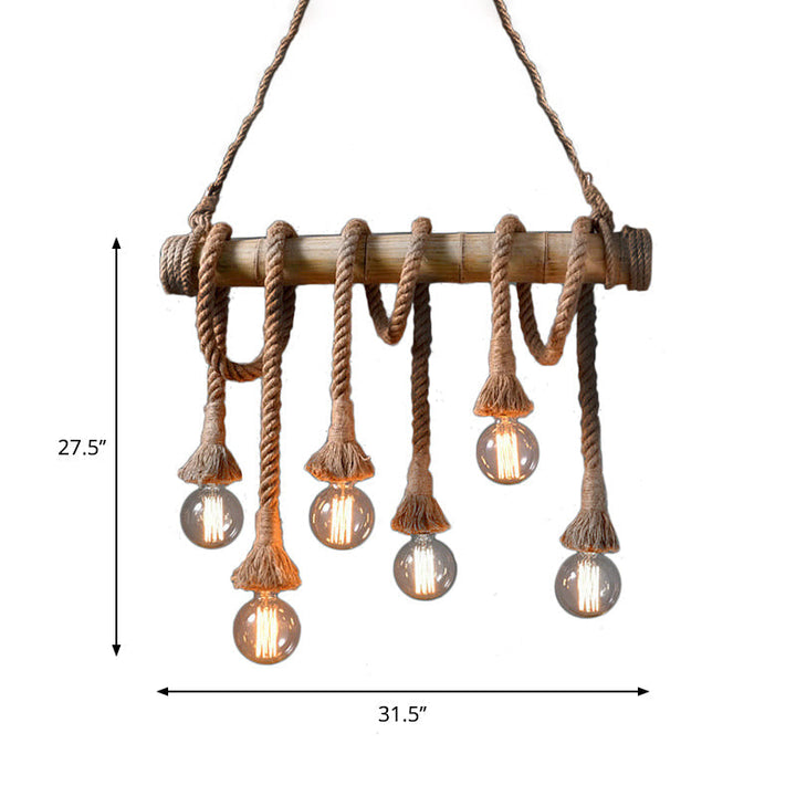 Adjustable Bamboo Pendant Lamp with Industrial Rope Design - EcoChic-3-B-Nora Luxe