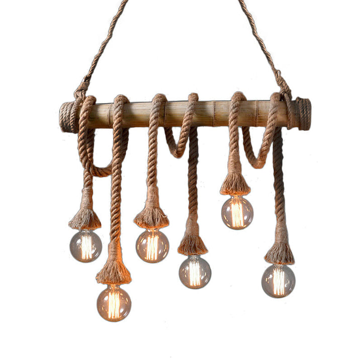 Adjustable Bamboo Pendant Lamp with Industrial Rope Design - EcoChic-3-B-Nora Luxe