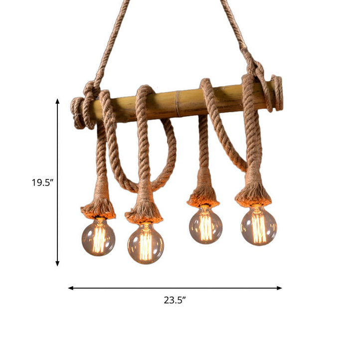 Adjustable Bamboo Pendant Lamp with Industrial Rope Design - EcoChic-3-B-Nora Luxe