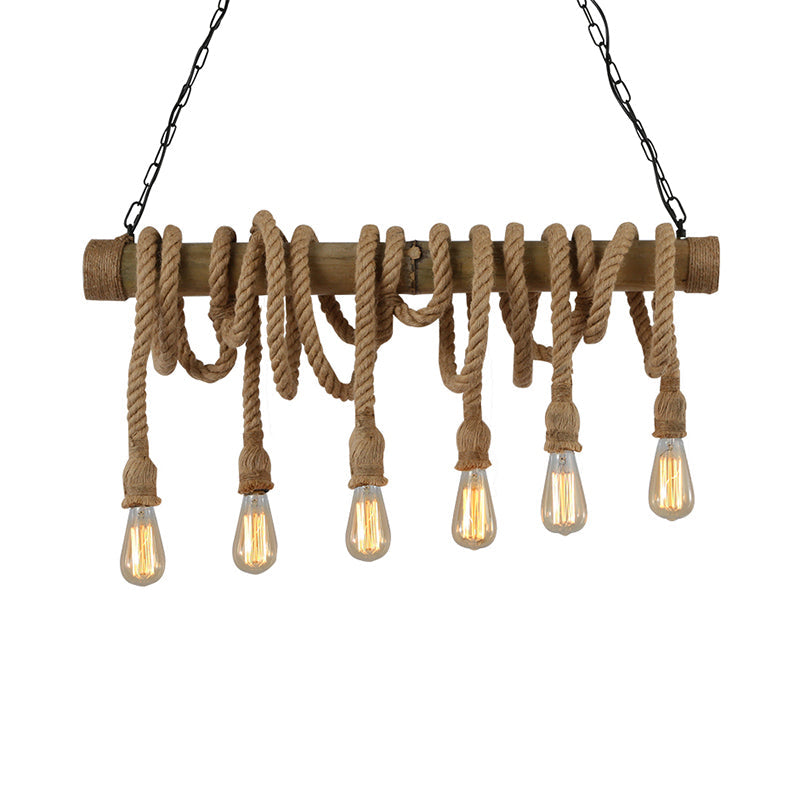 Adjustable Bamboo Pendant Lamp with Industrial Rope Design - EcoChic-3-B-Nora Luxe