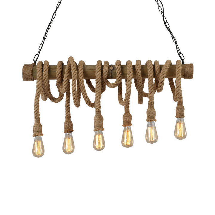 Adjustable Bamboo Pendant Lamp with Industrial Rope Design - EcoChic-3-B-Nora Luxe