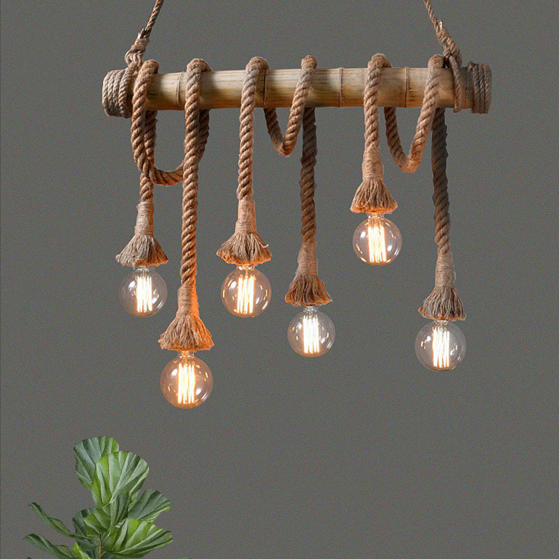 Adjustable Bamboo Pendant Lamp with Industrial Rope Design - EcoChic-3-B-Nora Luxe
