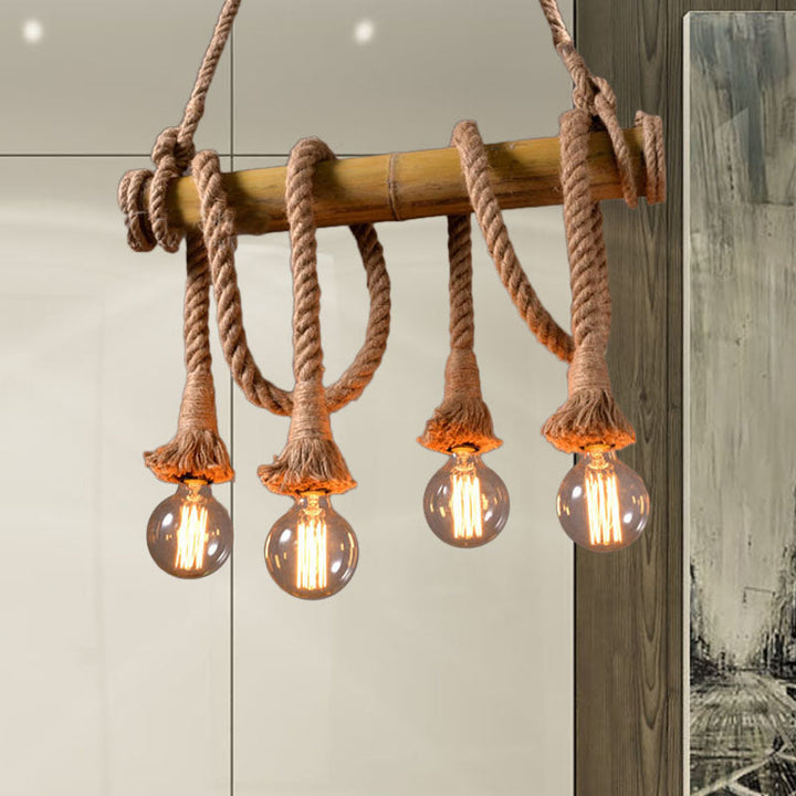 Adjustable Bamboo Pendant Lamp with Industrial Rope Design - EcoChic-3-B-Nora Luxe