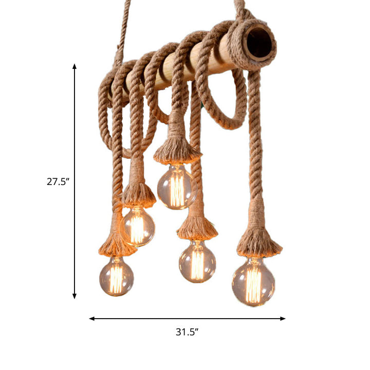 Adjustable Bamboo Pendant Lamp with Industrial Rope Design - EcoChic-3-B-Nora Luxe