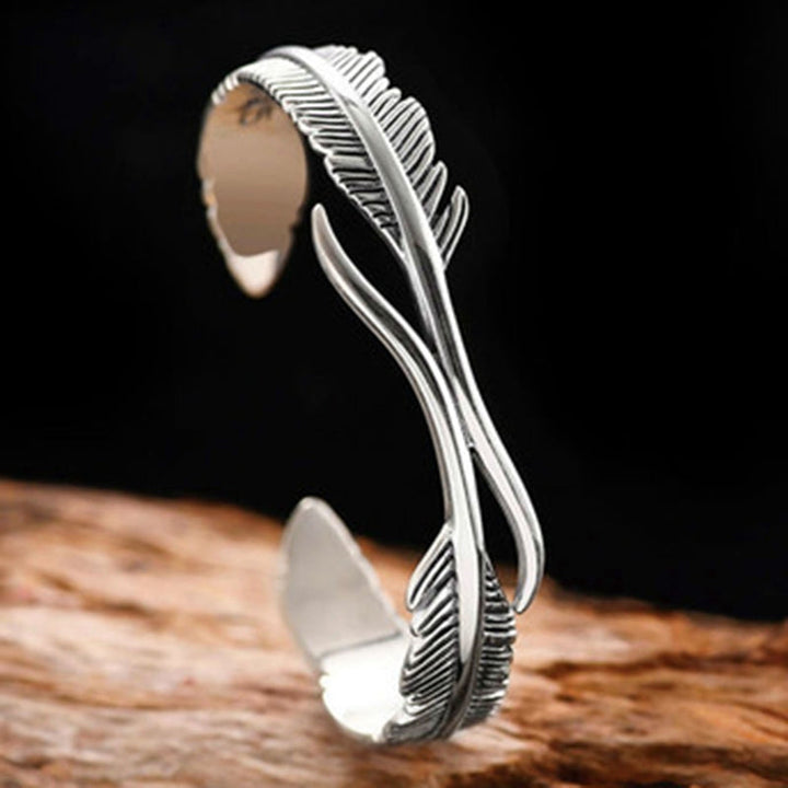 Adjustable Bracelet with Silver Feathers-Nora Luxe