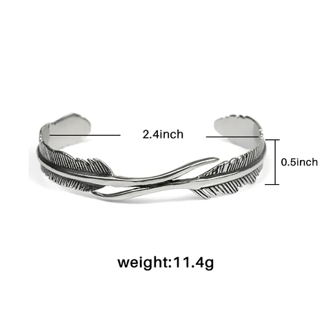 Adjustable Bracelet with Silver Feathers-Nora Luxe