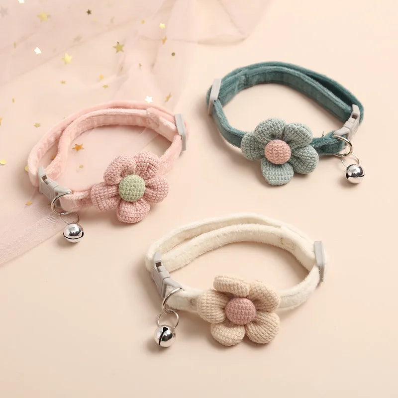 Adjustable Cat Collar with Flower - FlowerCharm-Pink-Nora Luxe
