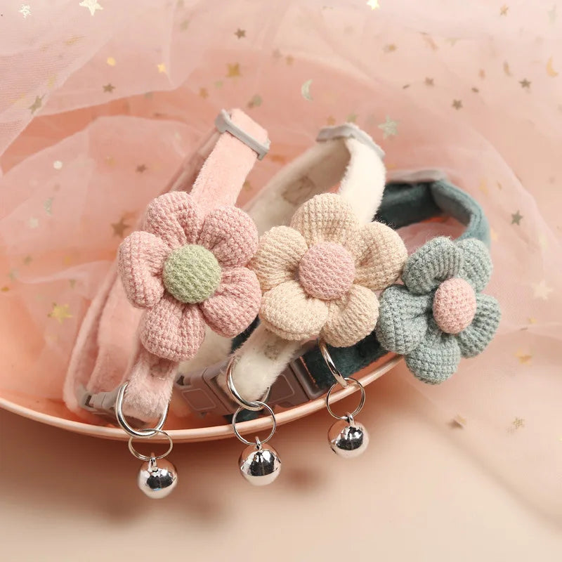 Adjustable Cat Collar with Flower - FlowerCharm-Pink-Nora Luxe