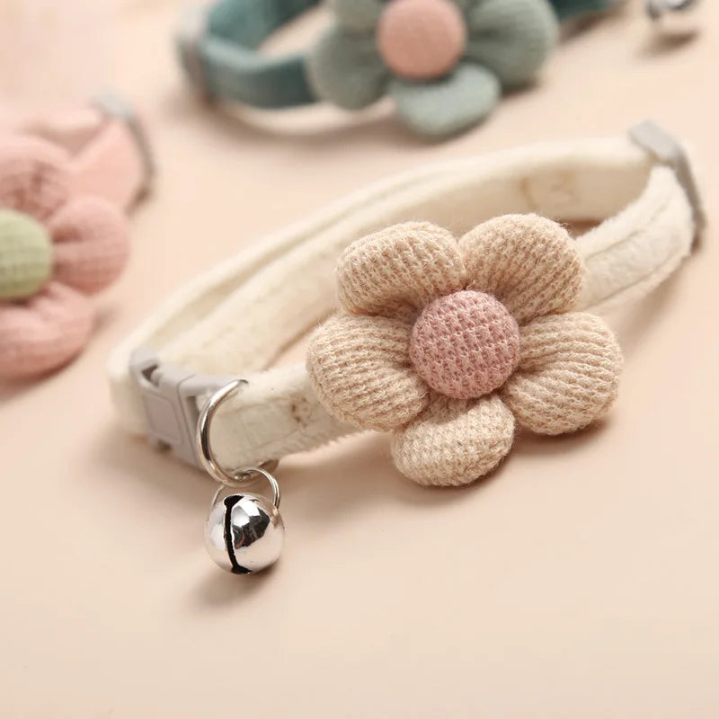 Adjustable Cat Collar with Flower - FlowerCharm-Pink-Nora Luxe