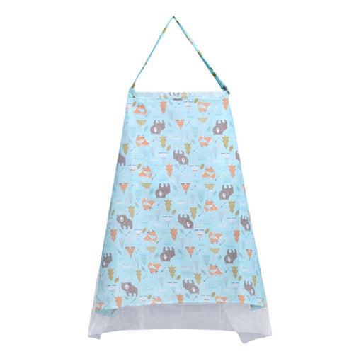 Adjustable Cotton Nursing Cover for Privacy-Blue Green Bear-Nora Luxe