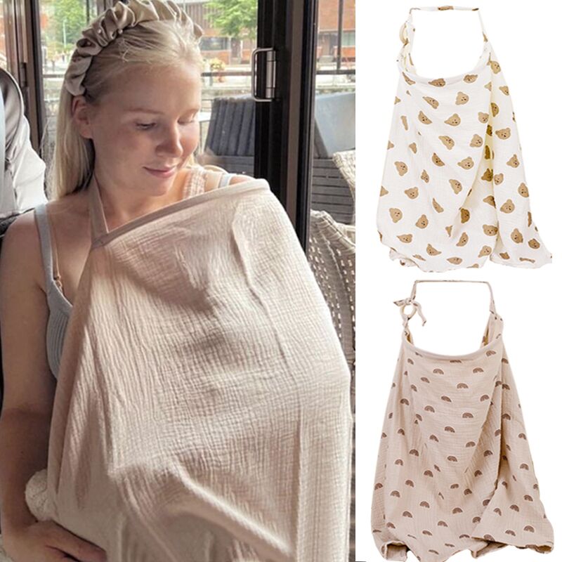Adjustable Cotton Nursing Cover for Privacy-Khaki-Nora Luxe