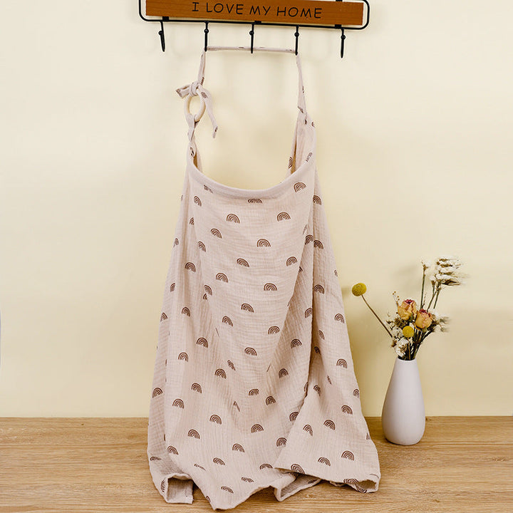 Adjustable Cotton Nursing Cover for Privacy-Khaki Rainbow-Nora Luxe
