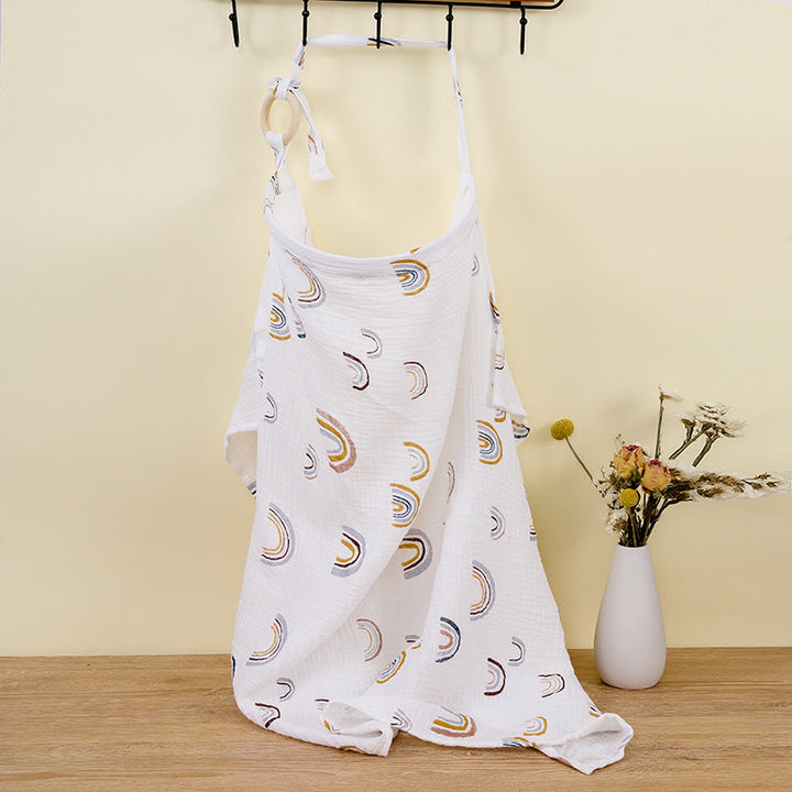 Adjustable Cotton Nursing Cover for Privacy-White Rainbow-Nora Luxe