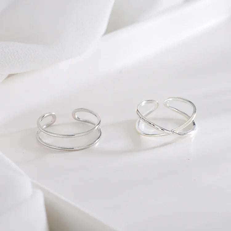 Adjustable Double Lines Ring - Lina-Crossed-Nora Luxe