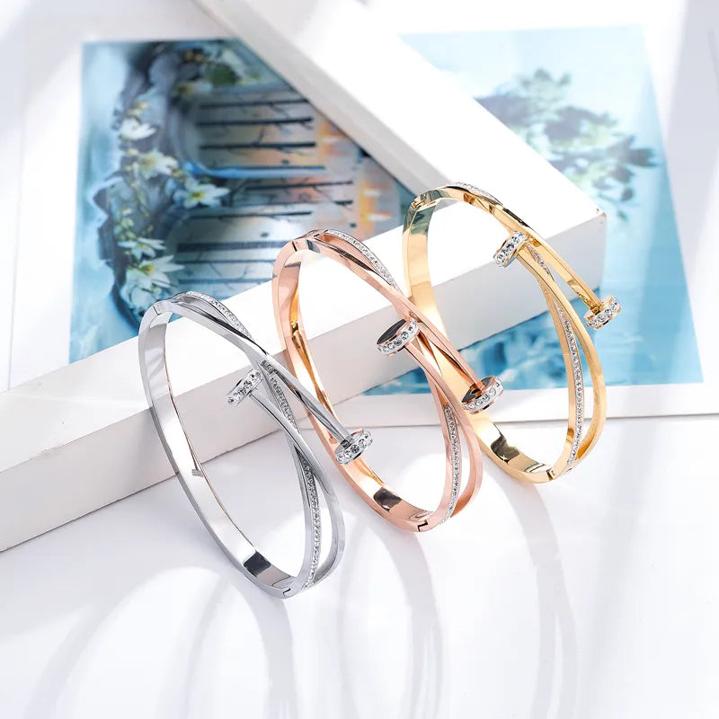 Adjustable Fit Double Nailhead Gold Bracelet | Minimalist Design-GOLD-Nora Luxe