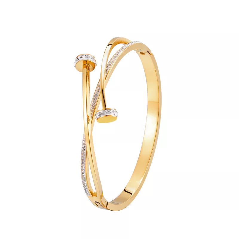 Adjustable Fit Double Nailhead Gold Bracelet | Minimalist Design-GOLD-Nora Luxe