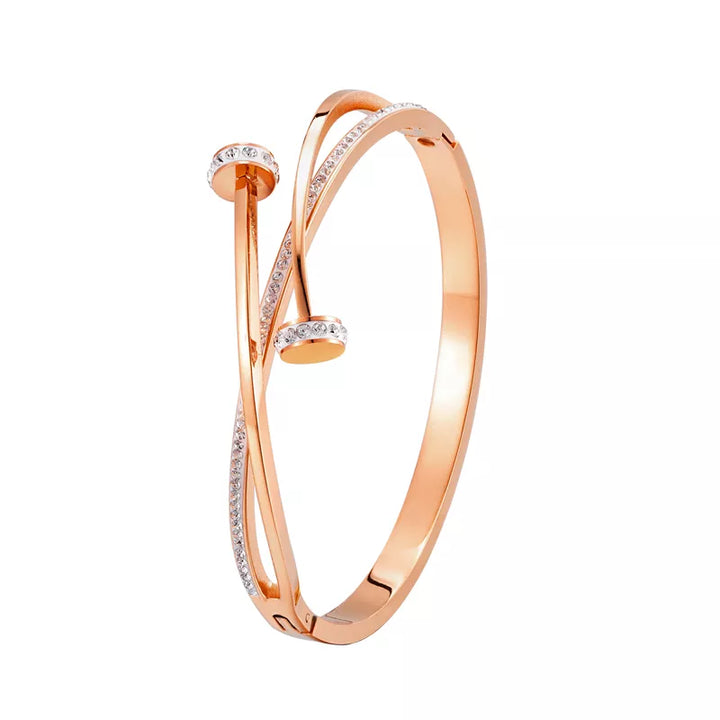 Adjustable Fit Double Nailhead Gold Bracelet | Minimalist Design-ROSEGOLD-Nora Luxe