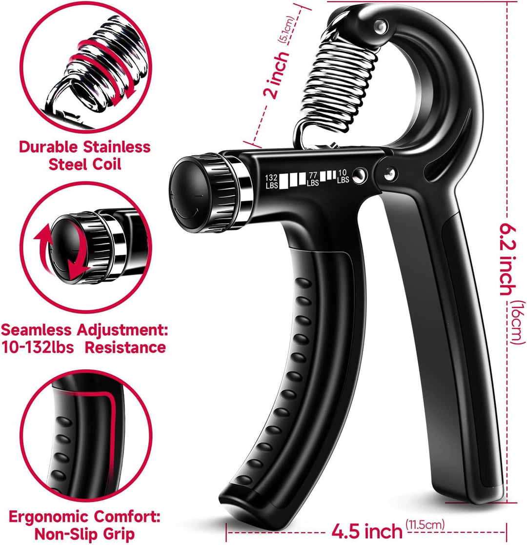 Adjustable Grip Strengthener Kit – 5-Pack-Black-Nora Luxe