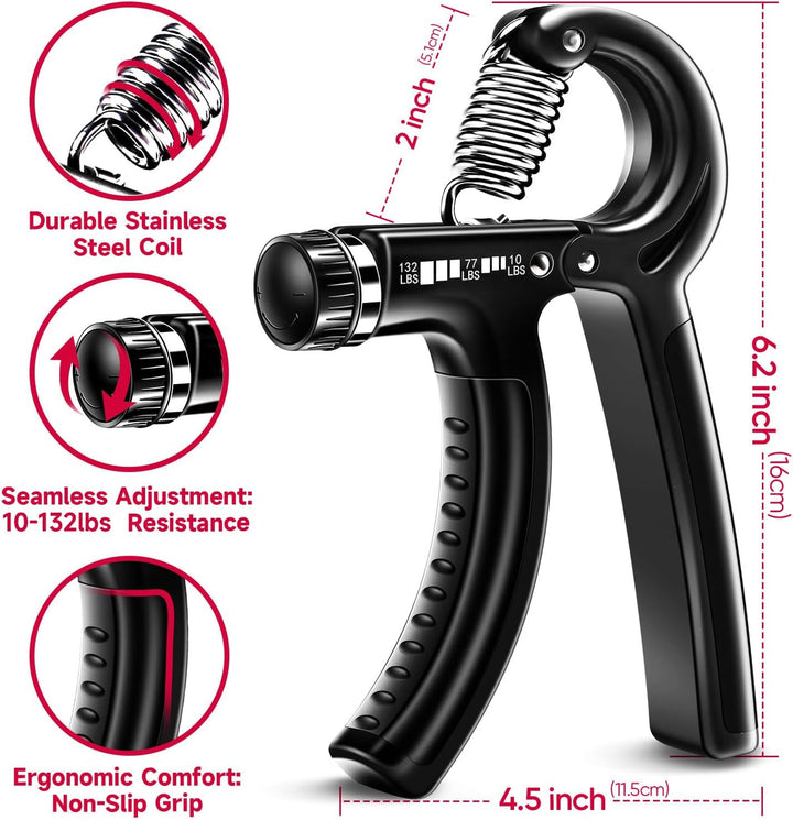 Adjustable Grip Strengthener Kit – 5-Pack-Black-Nora Luxe