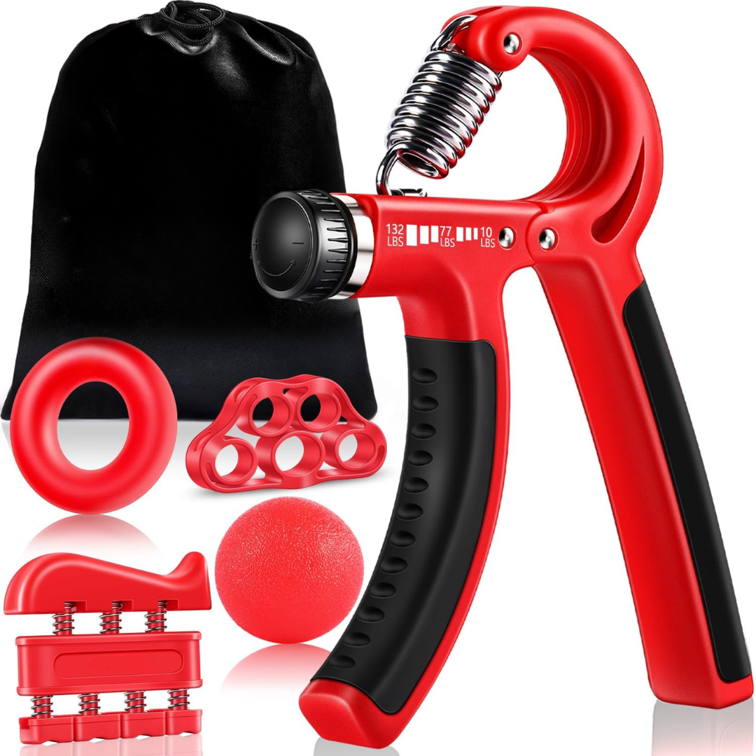 Adjustable Grip Strengthener Kit – 5-Pack-Red-Nora Luxe