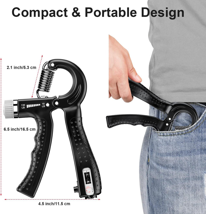 Adjustable Hand Grip Strengthener - 2 Pack (5-60KG/11.02–132.28 lbs)-Black-Nora Luxe
