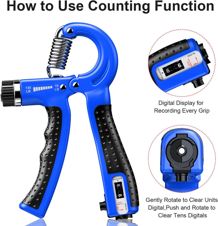 Adjustable Hand Grip Strengthener - 2 Pack (5-60KG/11.02–132.28 lbs)-Black-Nora Luxe
