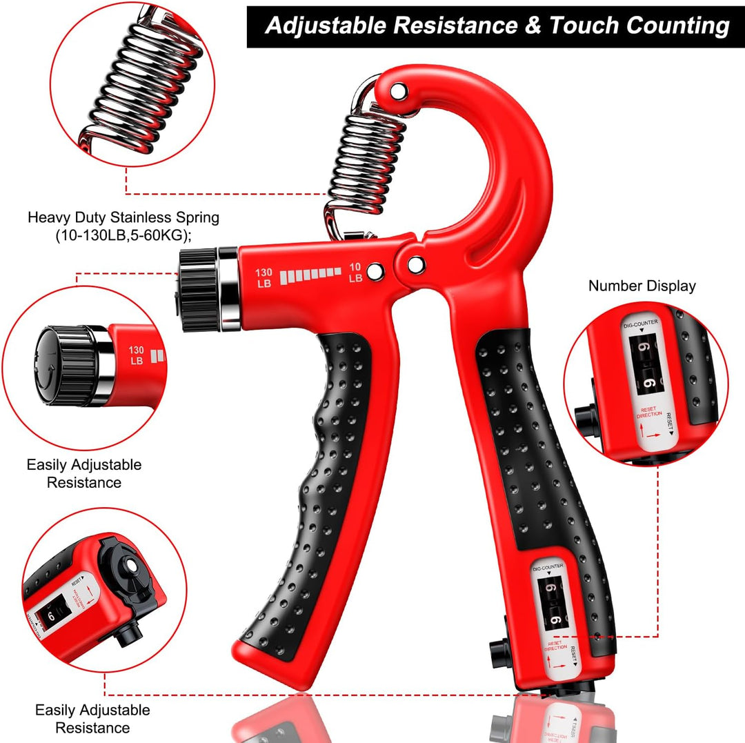 Adjustable Hand Grip Strengthener - 2 Pack (5-60KG/11.02–132.28 lbs)-Black-Nora Luxe