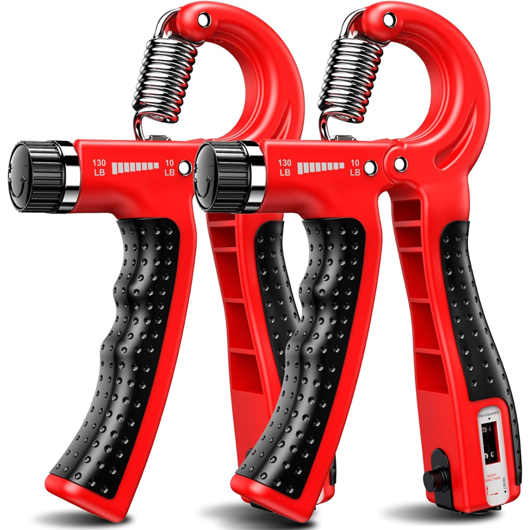 Adjustable Hand Grip Strengthener - 2 Pack (5-60KG/11.02–132.28 lbs)-Red-Nora Luxe
