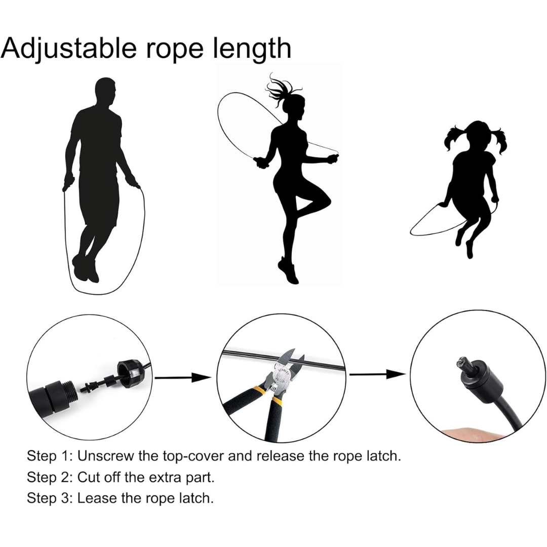 Adjustable Jump Rope with Tangle-Free Bearings-Black-Nora Luxe