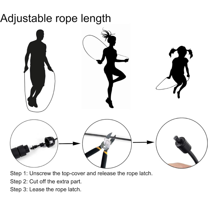 Adjustable Jump Rope with Tangle-Free Bearings-Black-Nora Luxe