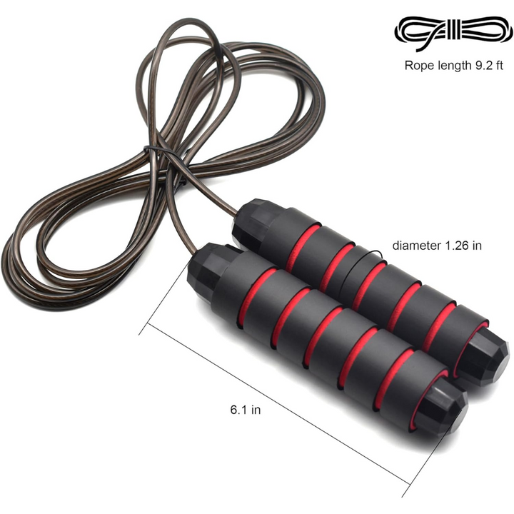 Adjustable Jump Rope with Tangle-Free Bearings-Black-Nora Luxe