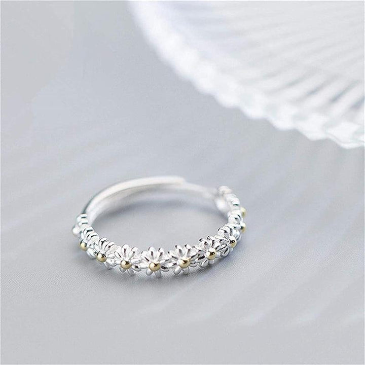 Adjustable Silver Daisy Ring - Fiora-Nora Luxe