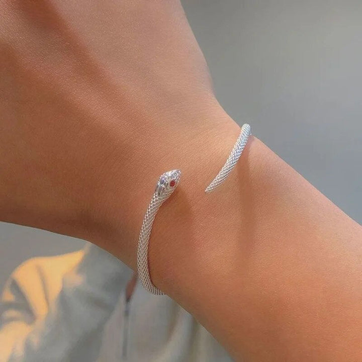 Adjustable Silver Snake Bracelet-Nora Luxe